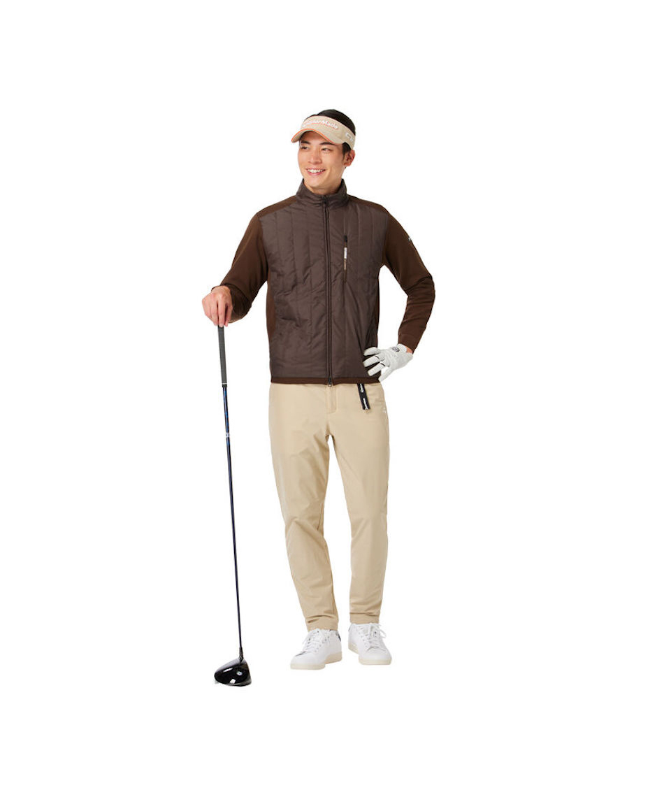 TaylorMade ベージュウォームライニングフルジップセーター UN363