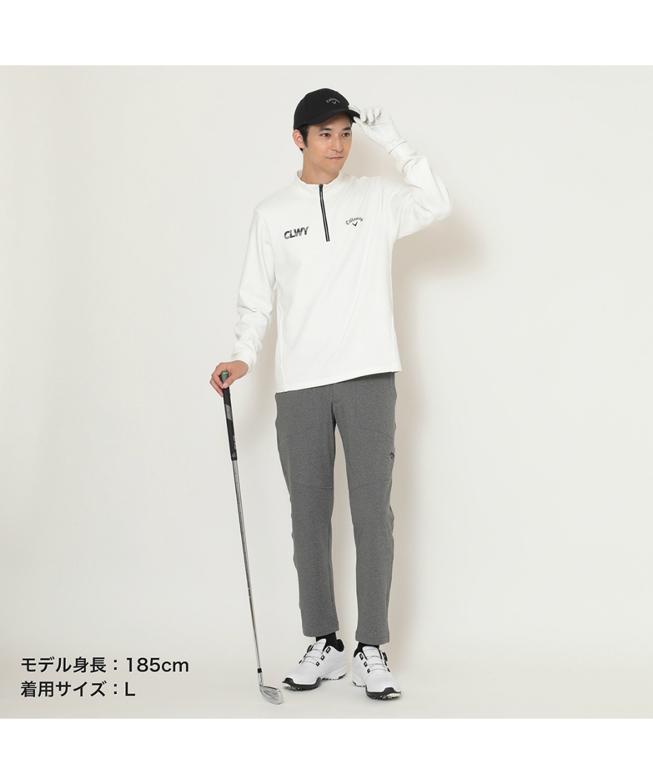 ゴルフウェア 長袖シャツ 裏起毛ハーフジップモックネックシャツ