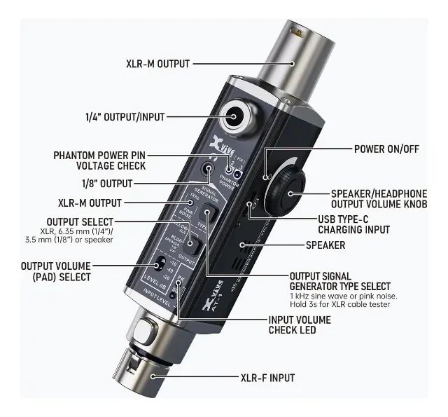 Testador De Áudio Portátil Xvive At-1 Signal Generator Xlr