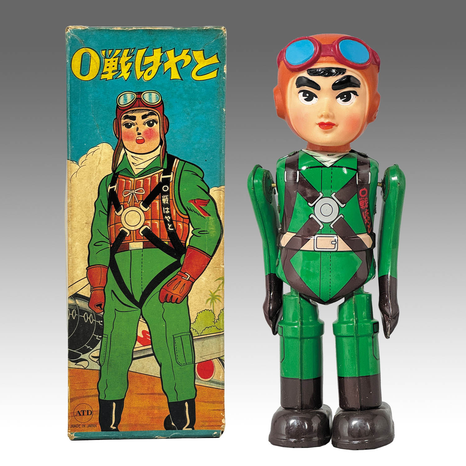 TOMO様専用 ATD0戦はやと当時物ブリキ ゼンマイ歩行ロボット人形 1319]