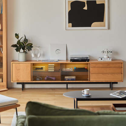 木製4ドアキャビネット 2口コンセント付き 株式会社又七木工社 木製4