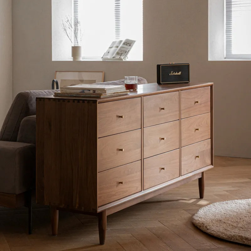 Woody Prime Walnut ウォールナット材 北欧風木製9マスキャビネット