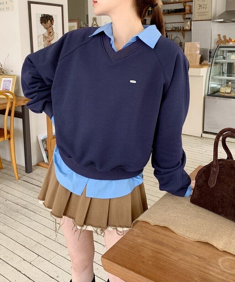 SlgTho]ラグランVネックトレーナー5色｜スウェット｜韓国ファッション