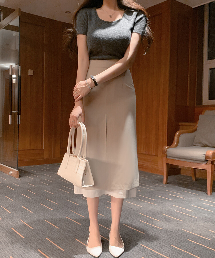 レイヤータイトミディスカート｜ミディ/ロングスカート｜韓国