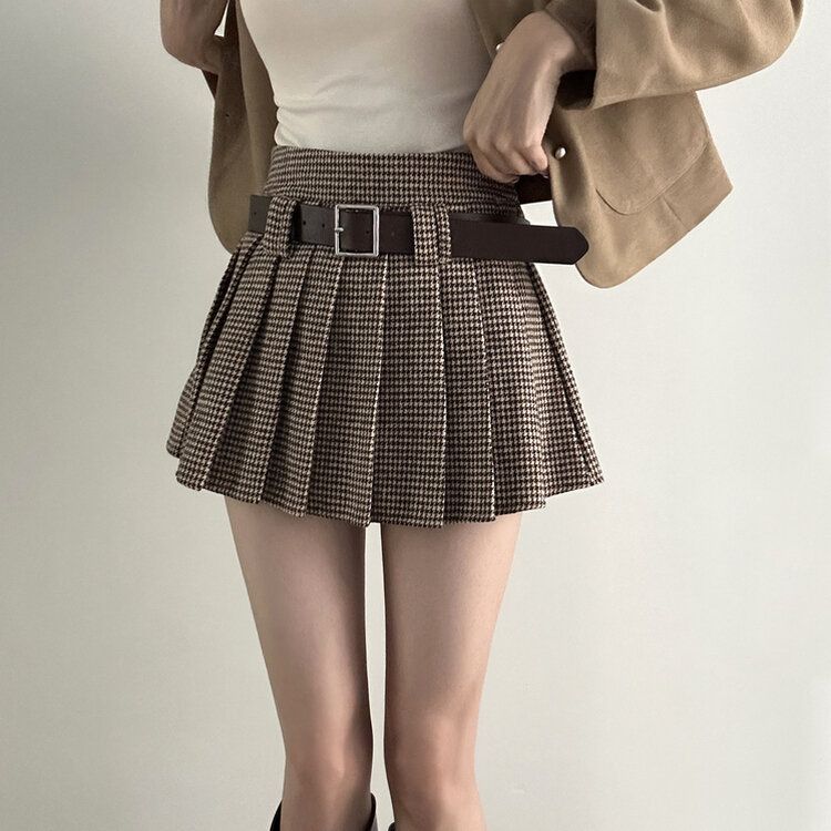 ベルト】チェックプリーツミニスカート｜ミニスカート｜韓国