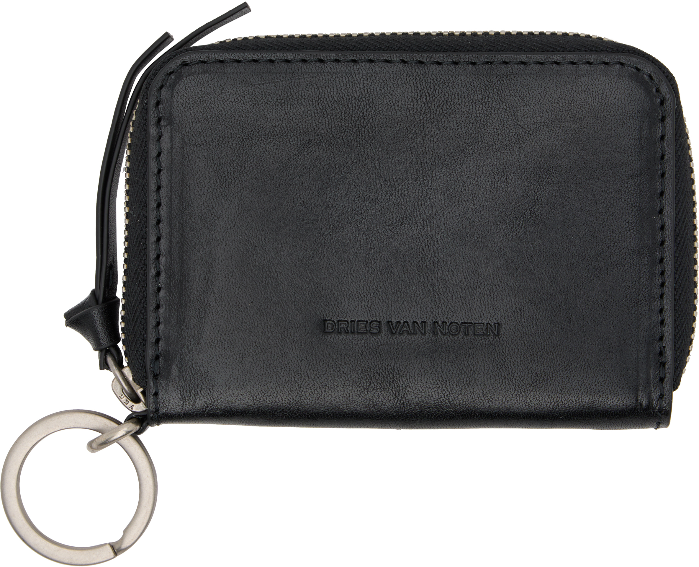 Dries Van Noten: Black Leather Card Holder | SSENSE