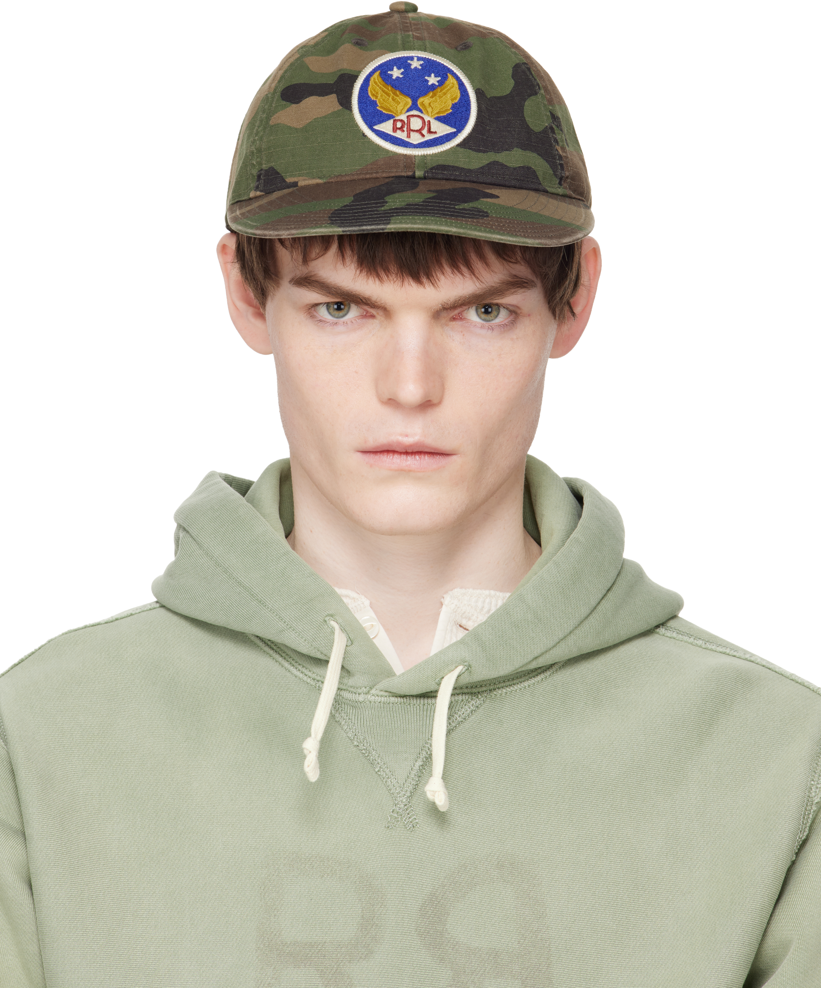 RRL: カーキ Winged-Logo 迷彩 ベースボールキャップ | SSENSE 日本