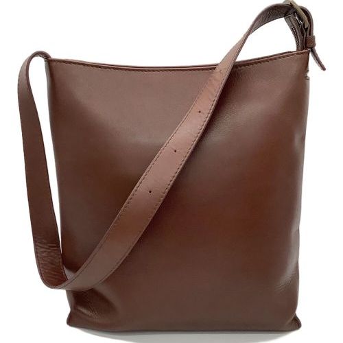 美品 マザーハウス レザー ウエストバッグ ロゴ型押し ファスナー ブラウン