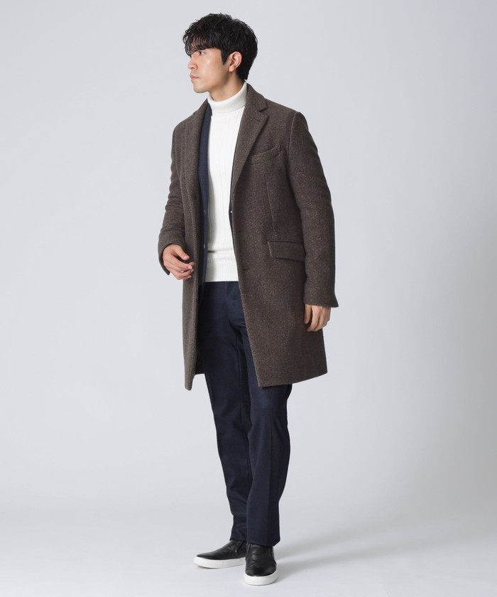 NEVERTRUST ブラウンツイード チェスターコート クロンビーコート