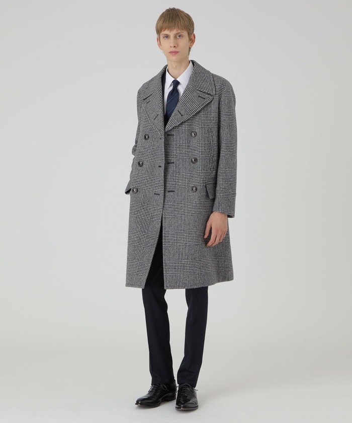 グレンチェックツイードミリタリーコート(508603499)｜HANKYU MEN'S