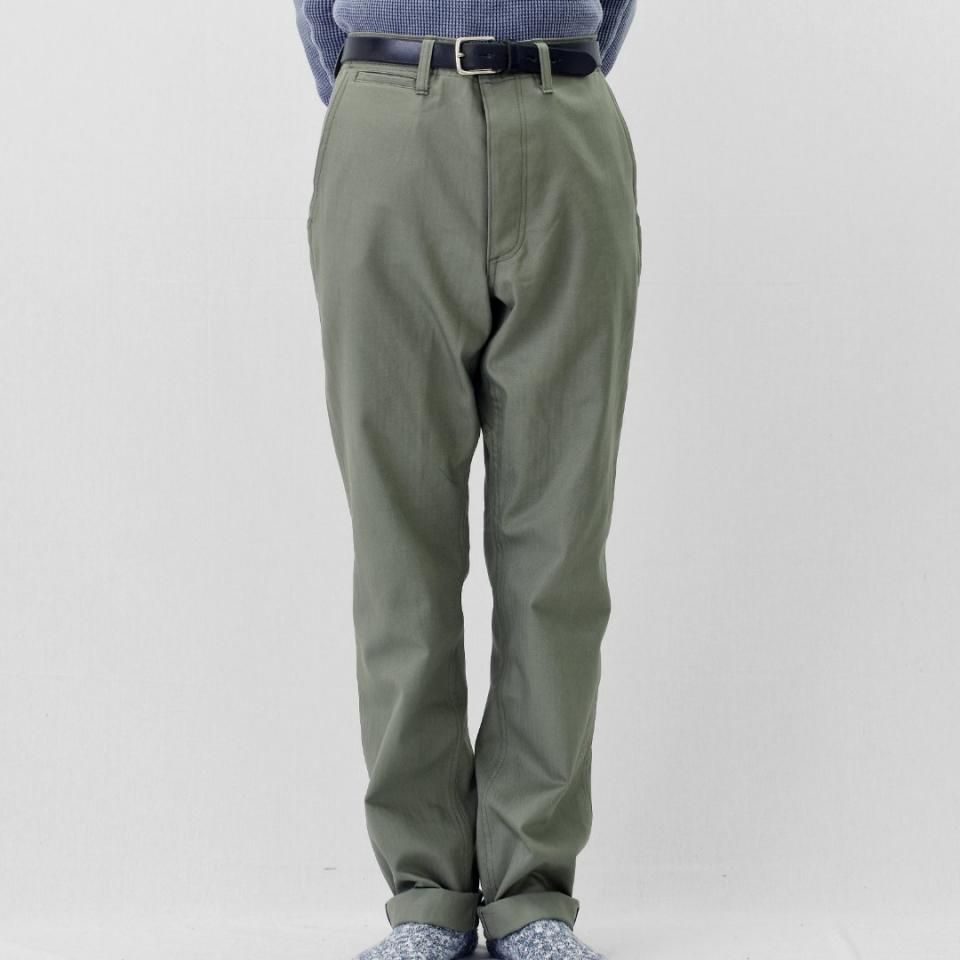 Sassafras（ササフラス）SPRAYER PANTS オリーブ（ヘリンボーン）