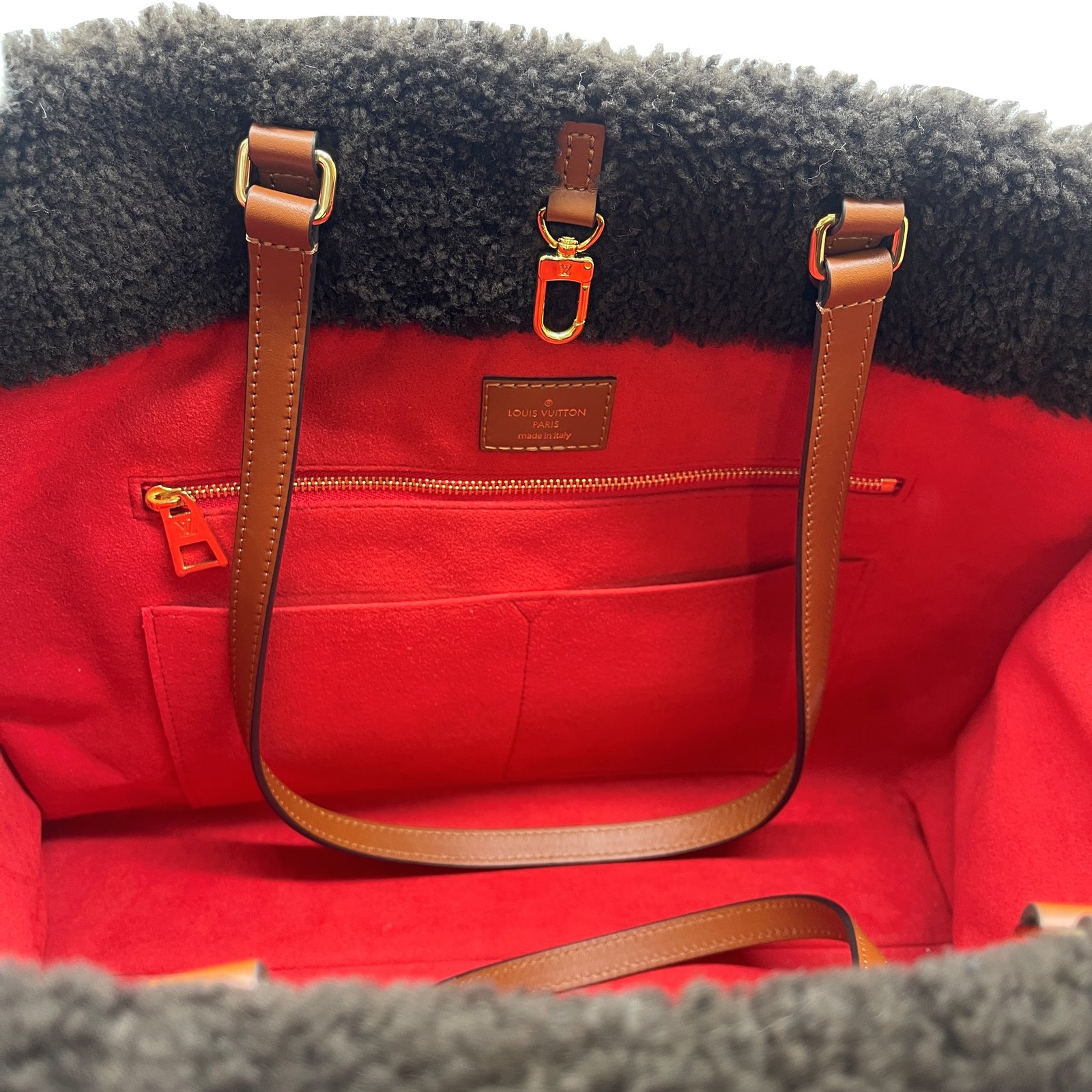 Auth LOUIS VUITTON Monogram Teddy On the go GM M45520 Monogram Fur