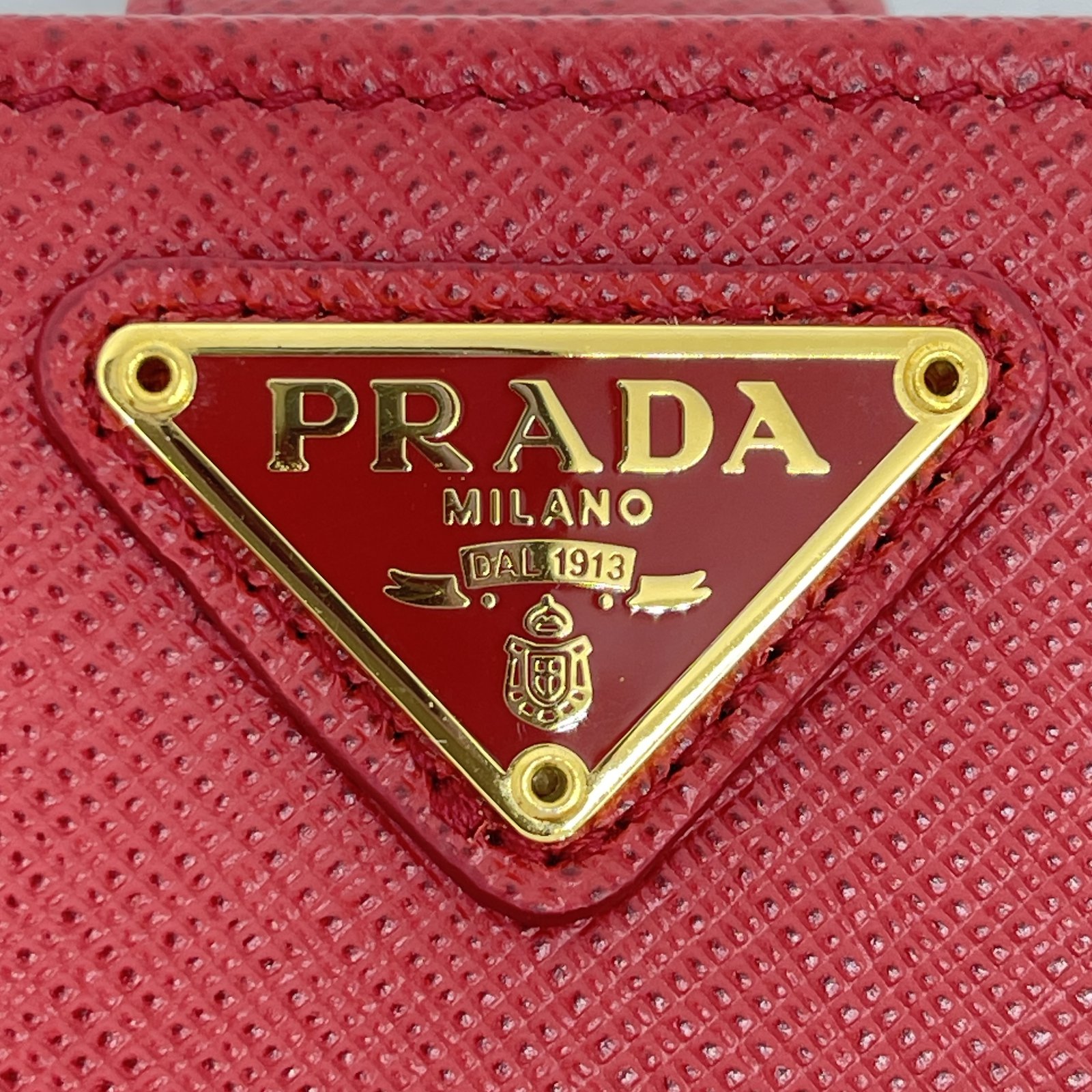 Authentic PRADA Portafoglio Lampo Bi-fold Wallet 1ML225 Red