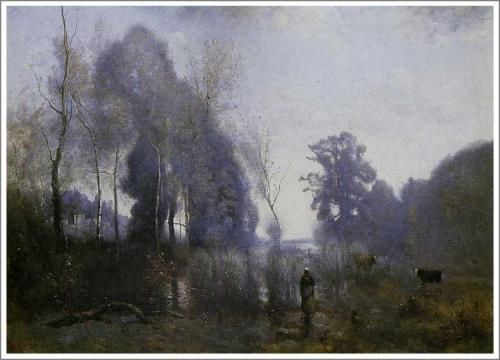 コロー【ヴィル・ダヴレーの思い出】 - 手描き 絵画（油絵複製画）販売