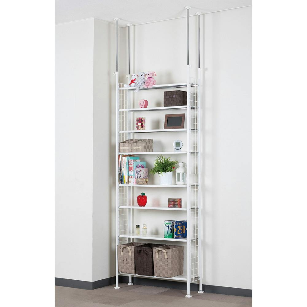 K.K 突っ張りラック 78 8段 (幅)78(奥行)24(高さ)205cm ホワイト TP