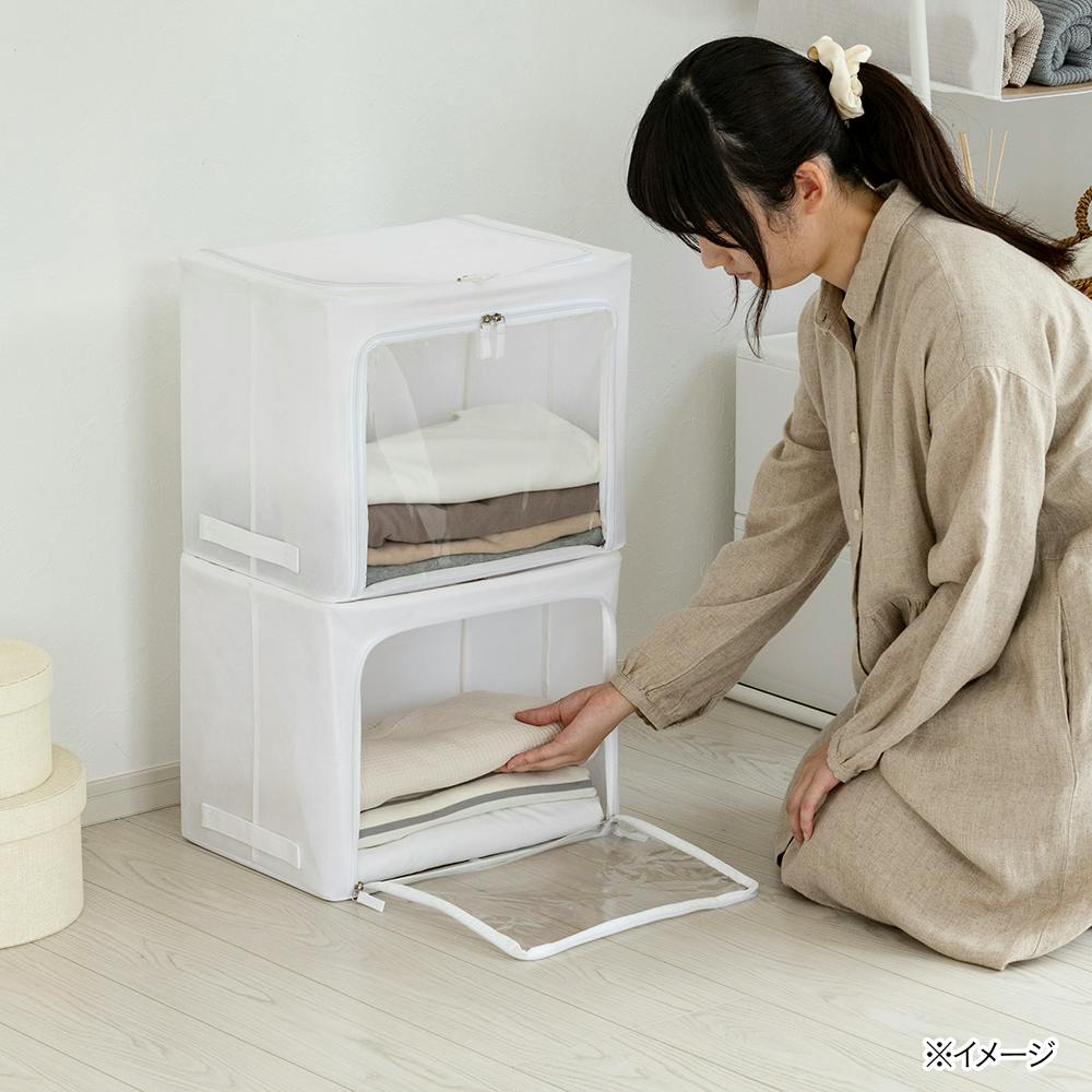 透明窓付きケース shuhaco ホワイト 40×28×32cm H29 | 押入れ収納