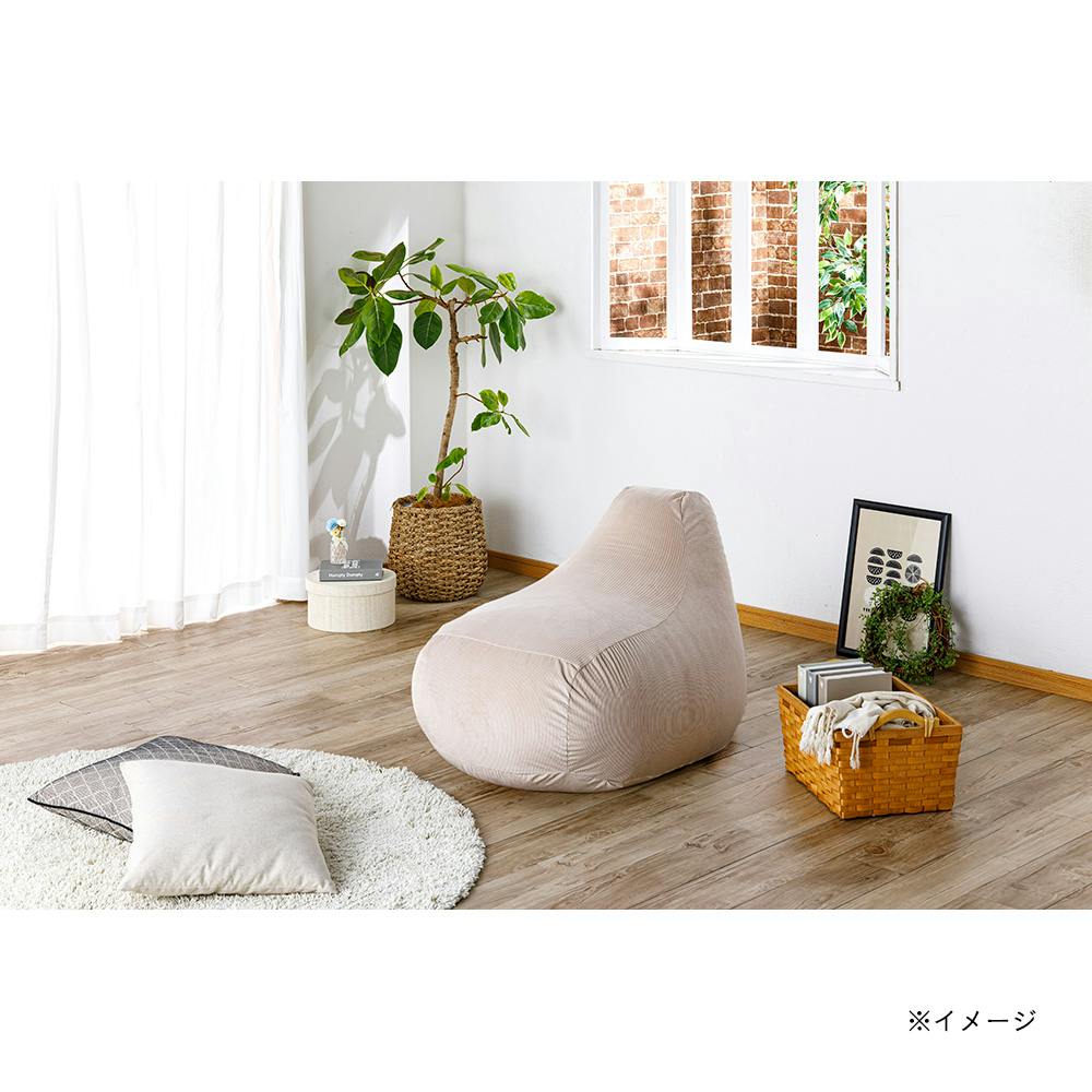 ソファクッション専用カバー M リブホワイト※カバーのみ | クッション