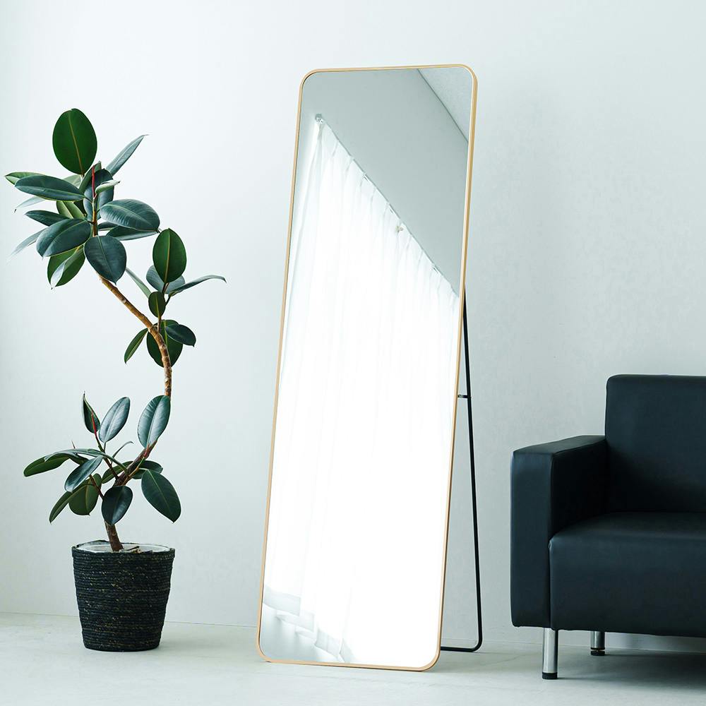 スタンドミラールーミー(スクエア) [ゴールド]】幅50.5×奥2.9～39×高さ