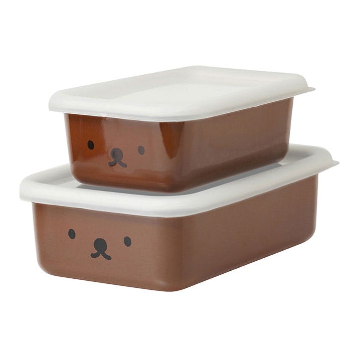 ミッフィー ボリス フェイス 浅型角容器 2個セット 富士ホーロー