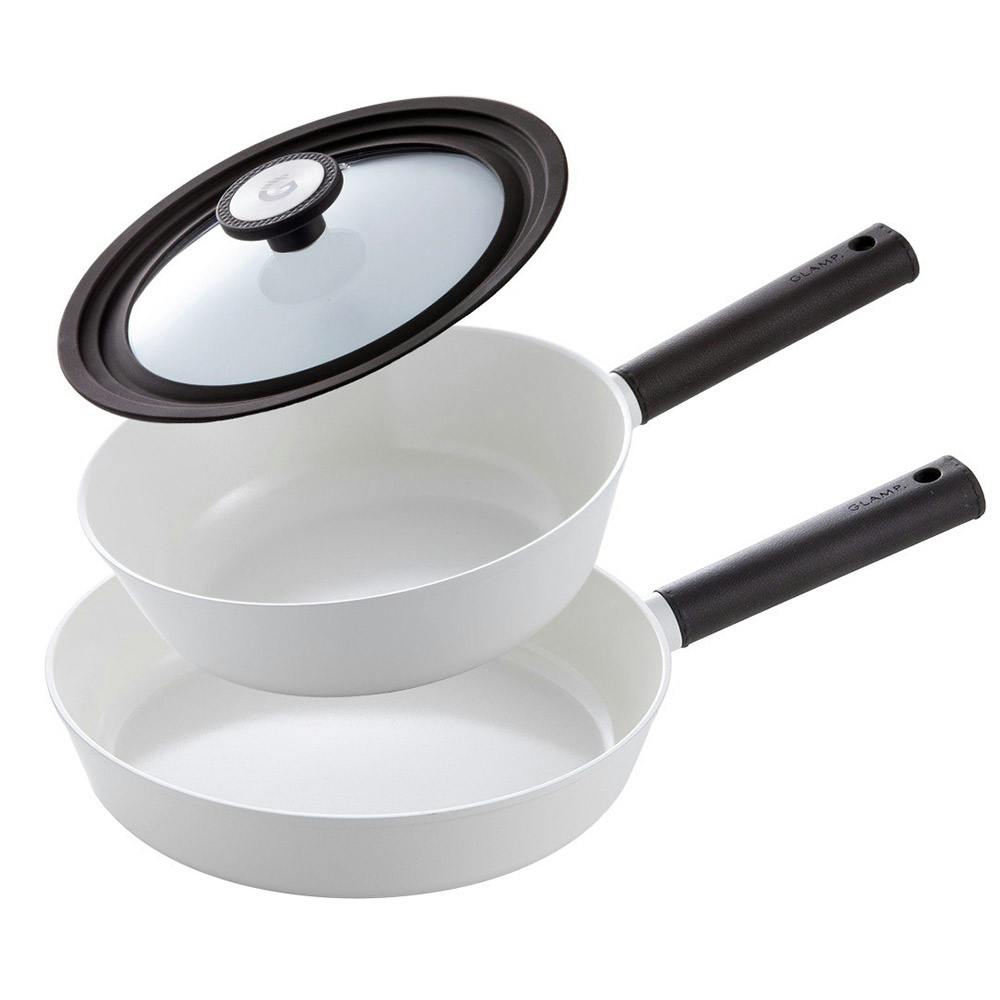 セラミックフライパン トライミー 3点セット 深型24cm 26cm 兼用蓋