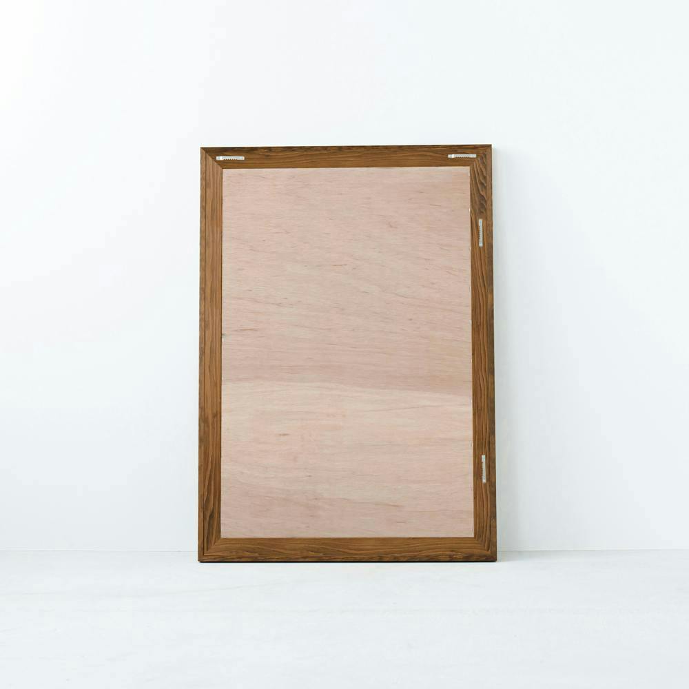 L型フレームウォールミラー(730×1030)(アンティークブラウン)】鏡