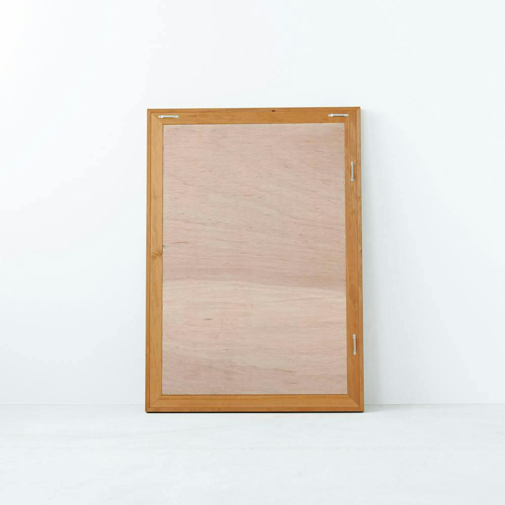 L型フレームウォールミラー(730×1030)(ハニーブラウン)】鏡 かがみ