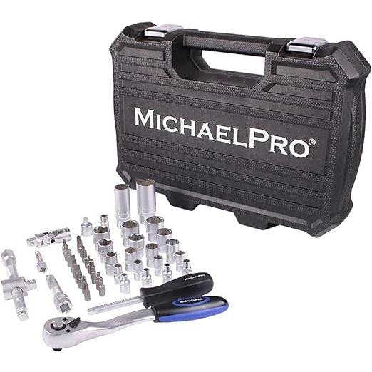 47ピース 1/4 & 3/8インチ 72T ラチェットレンチソケットセット 六角形