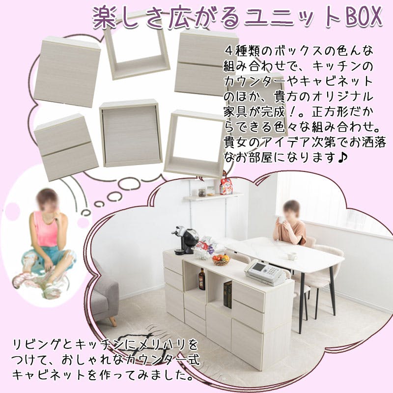 WW】ダブルキューブボックス LPレコードタイプ ホワイトウォッシュ 白