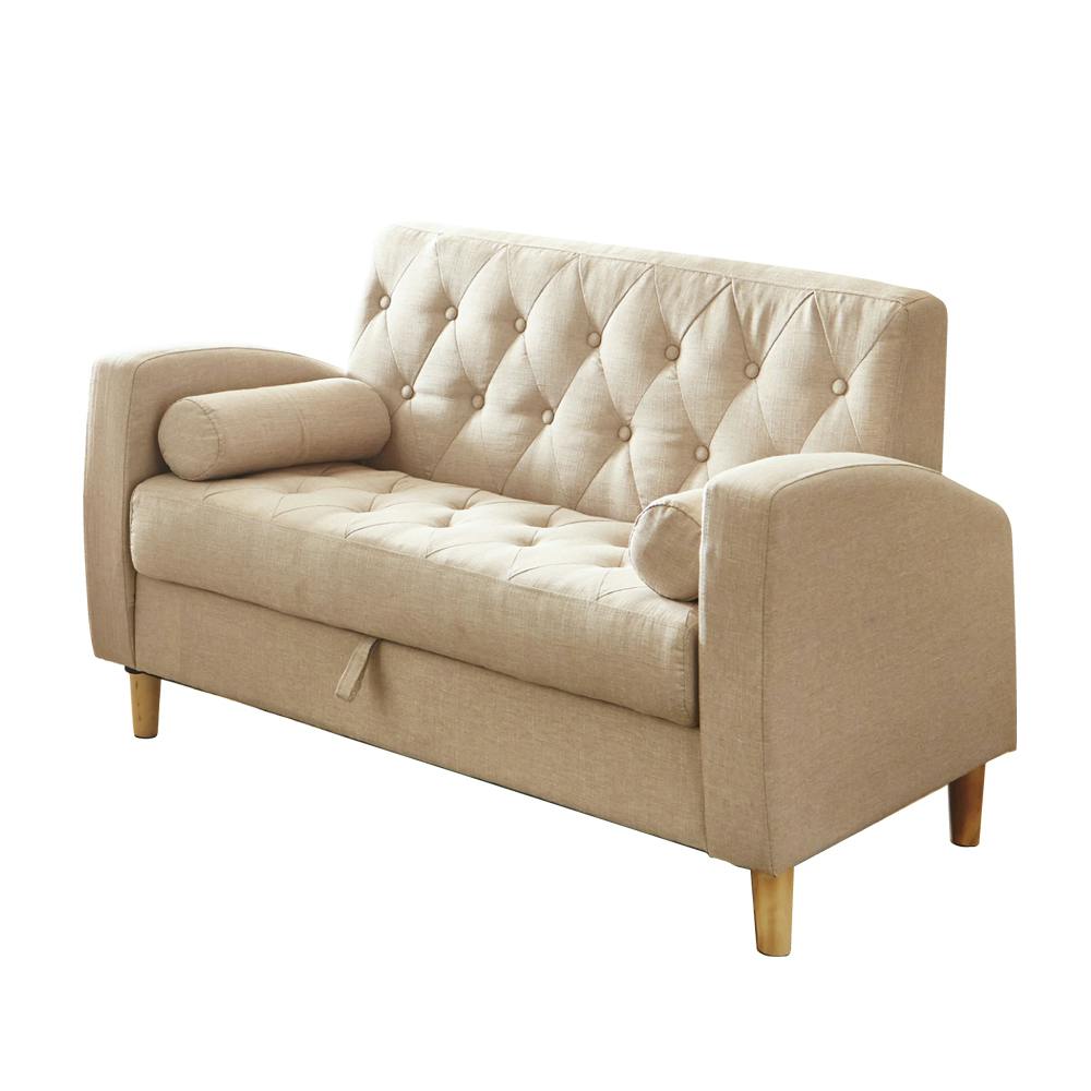 後藤家具物産 収納庫付き2人掛けソファー クララ/ベージュ色 Size：123