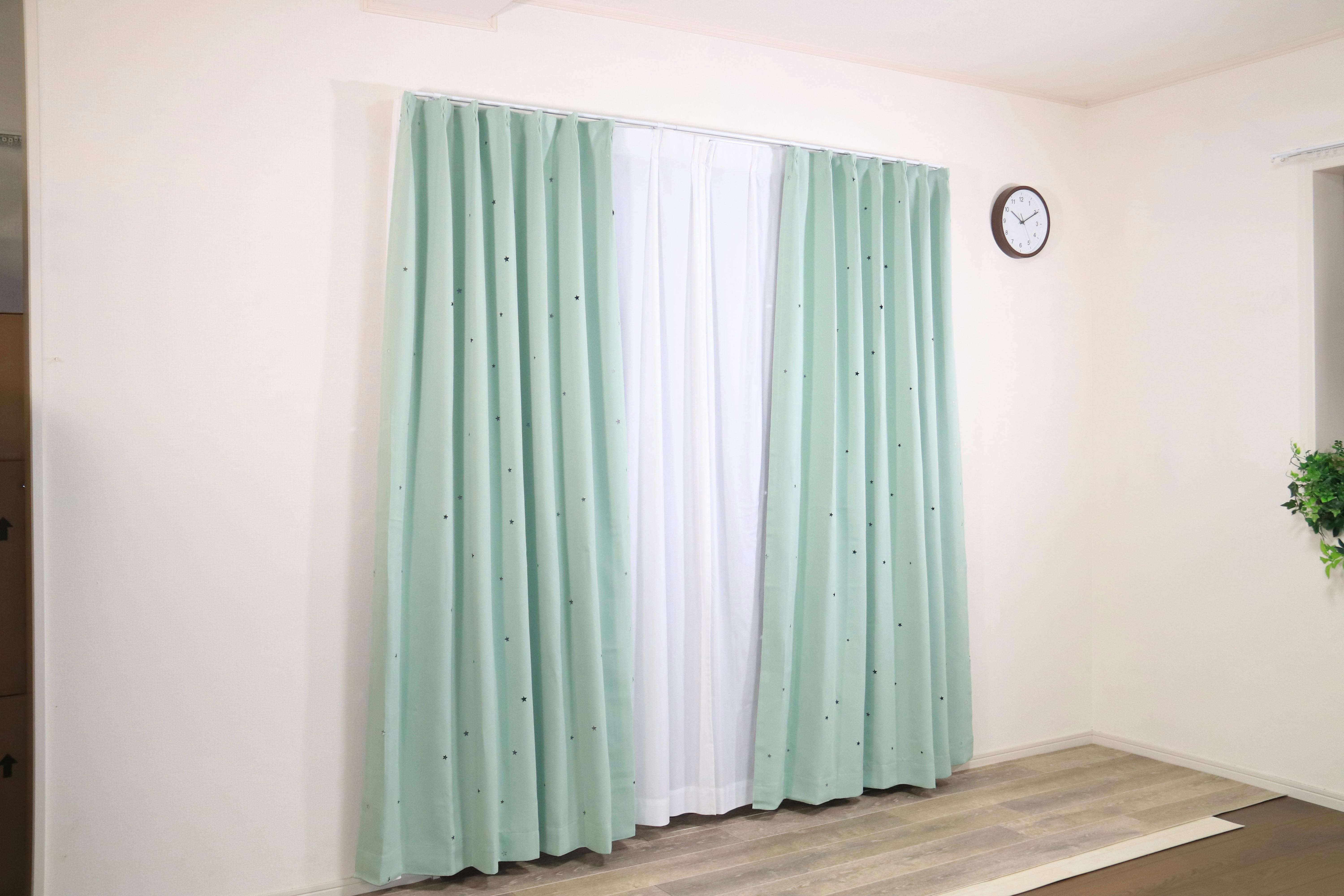 ハズコウ HA 遮光・星型透かし カーテン 巾100×丈200cm 2枚入り