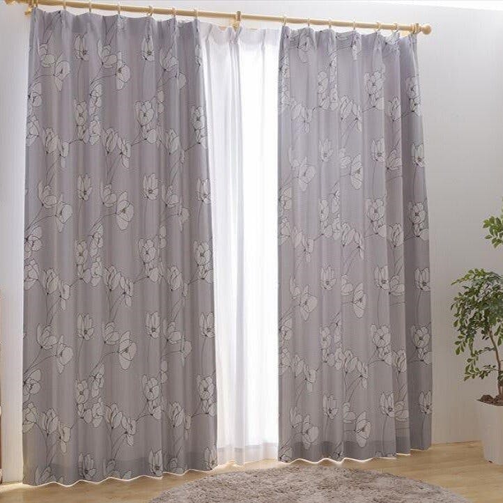 ユニベール 遮光3級「カーテン オルテ グレー」100×200cm 2枚