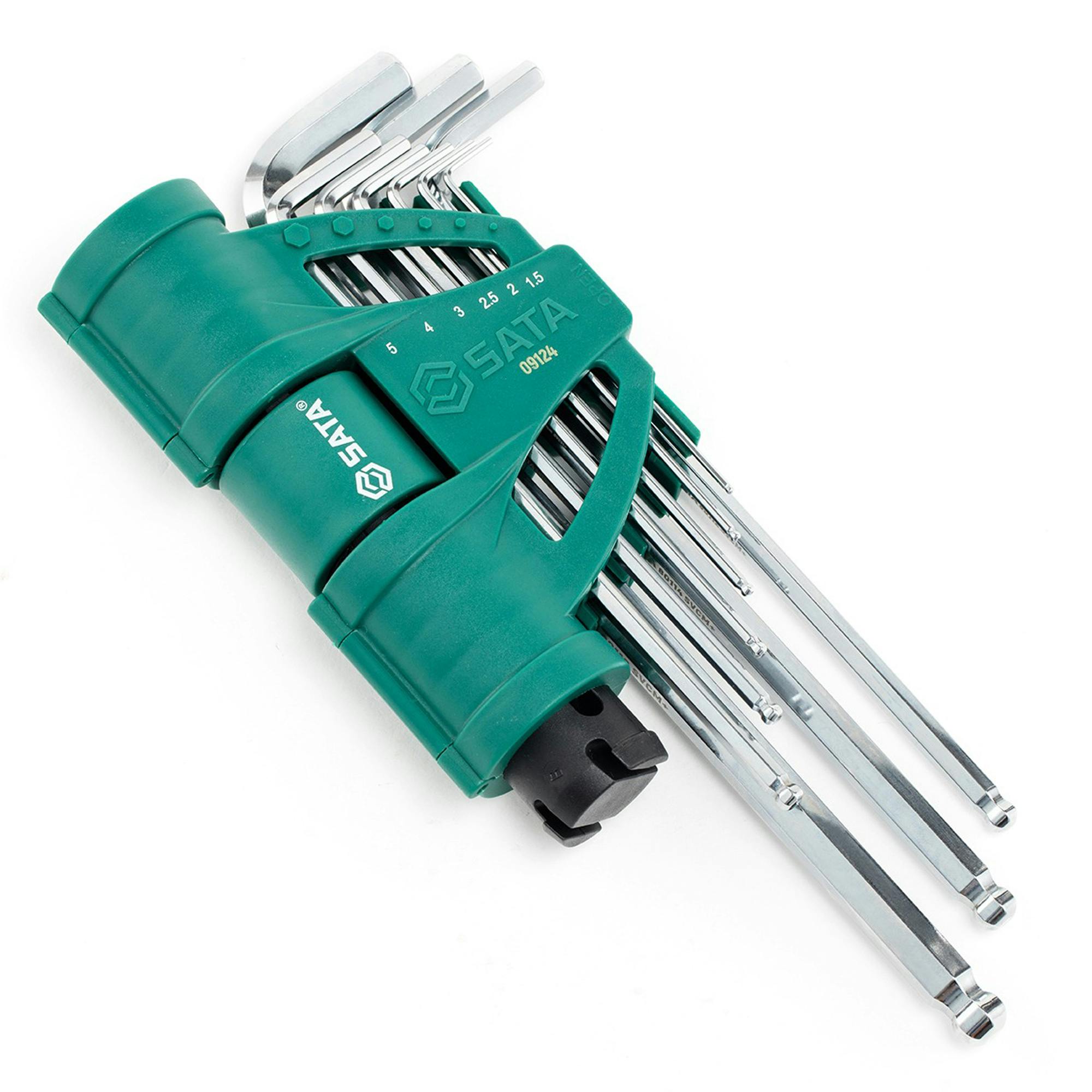 SATA 9pcsボールポイント六角レンチ セット (ハンドル付) RS-09124