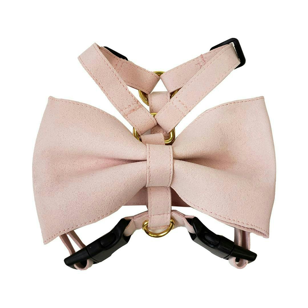 ONEKOSAMA OINUSAMA スウェード調 ビッグリボンハーネス 犬 猫 ピンク