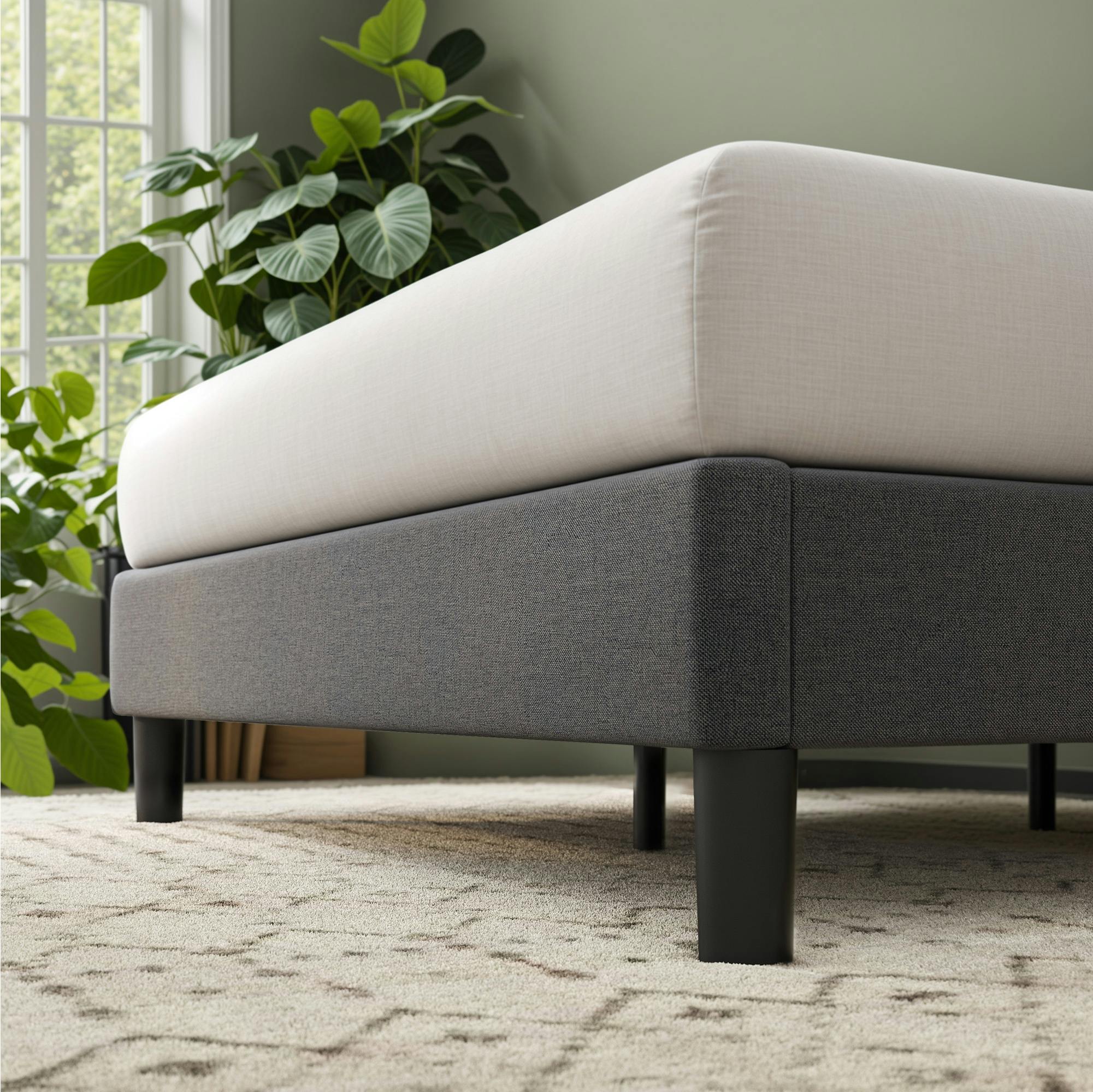 ZINUS(ジヌス) すのこ ベッド フレーム ダブル 高さ34cm グレー 布張り