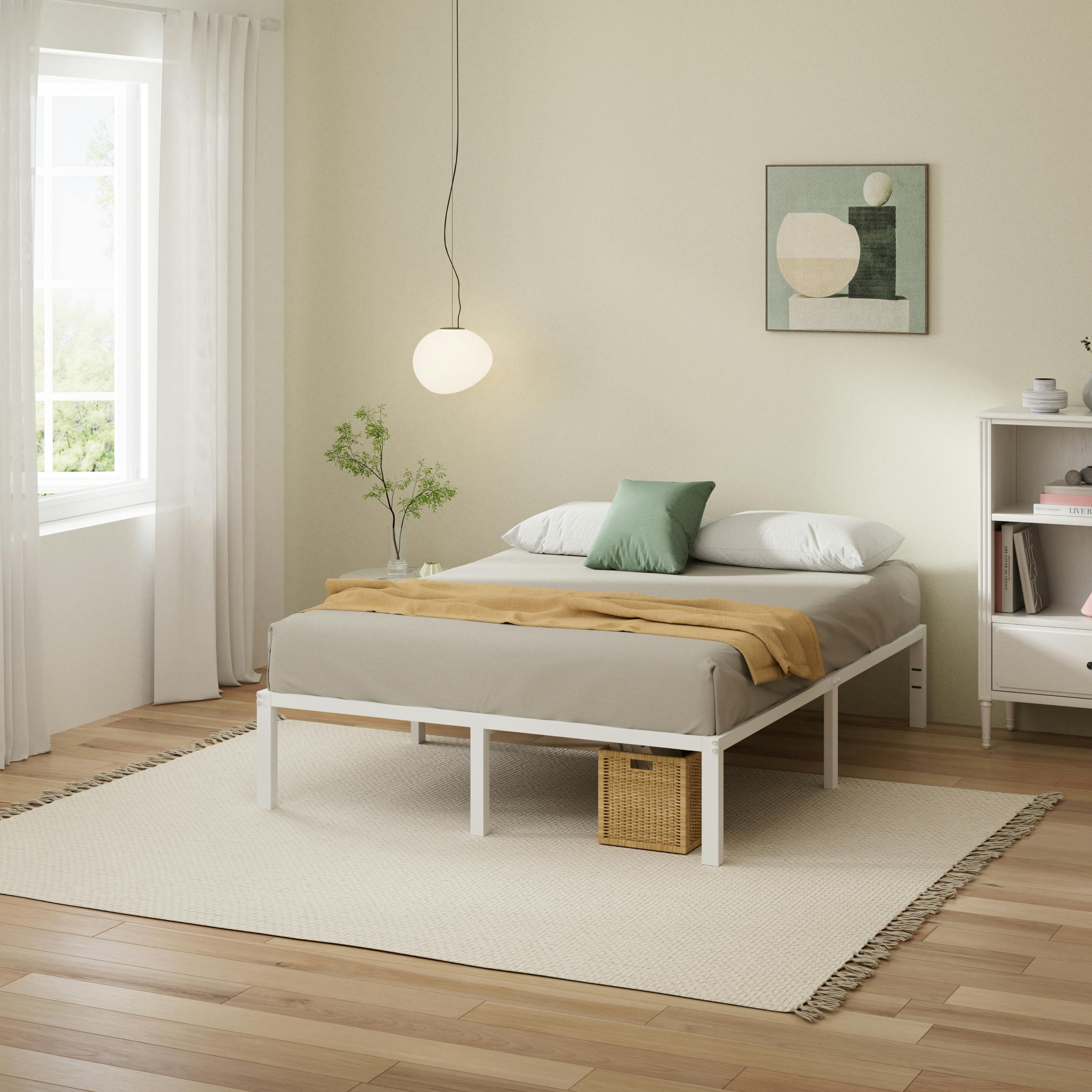 ZINUS(ジヌス) Yelena ベッドフレーム 36 (ダブル/ホワイト) 寝具