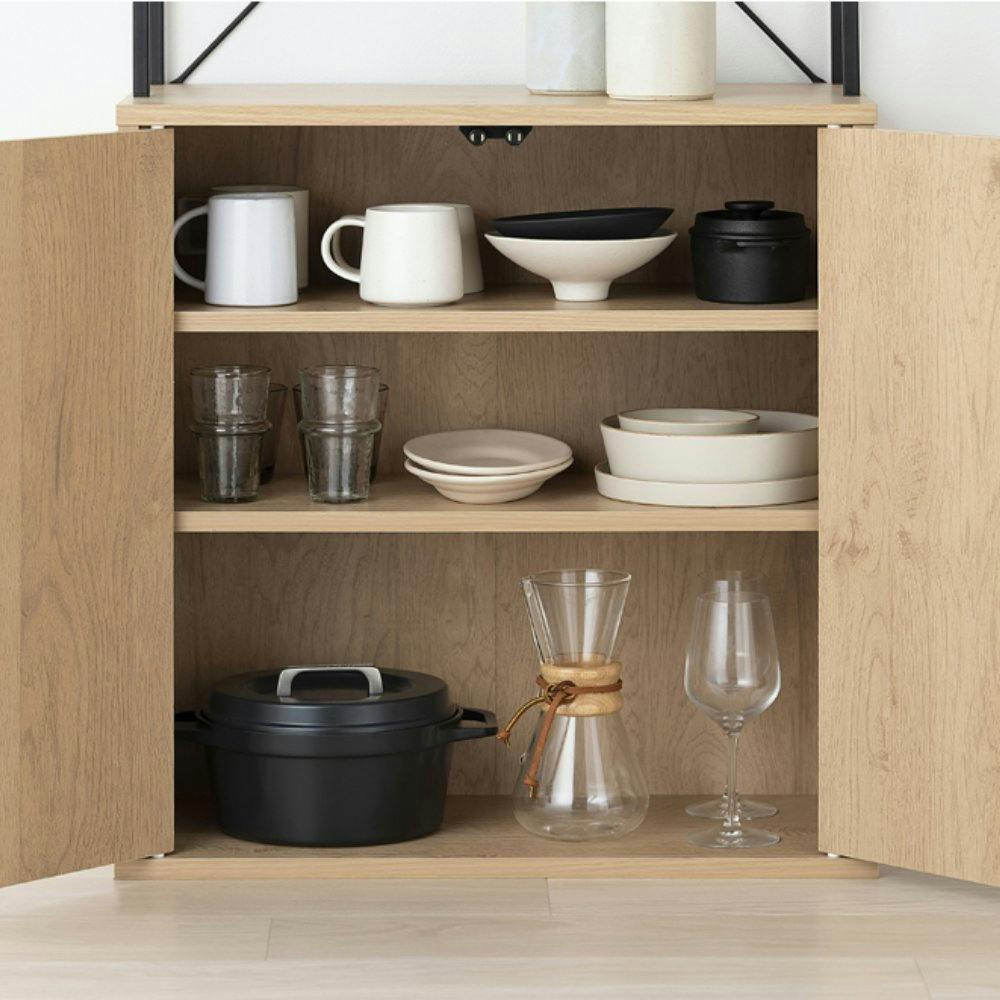 アイリスオーヤマ キッチンキャビネット HKC-600 ナチュラル/ブラック