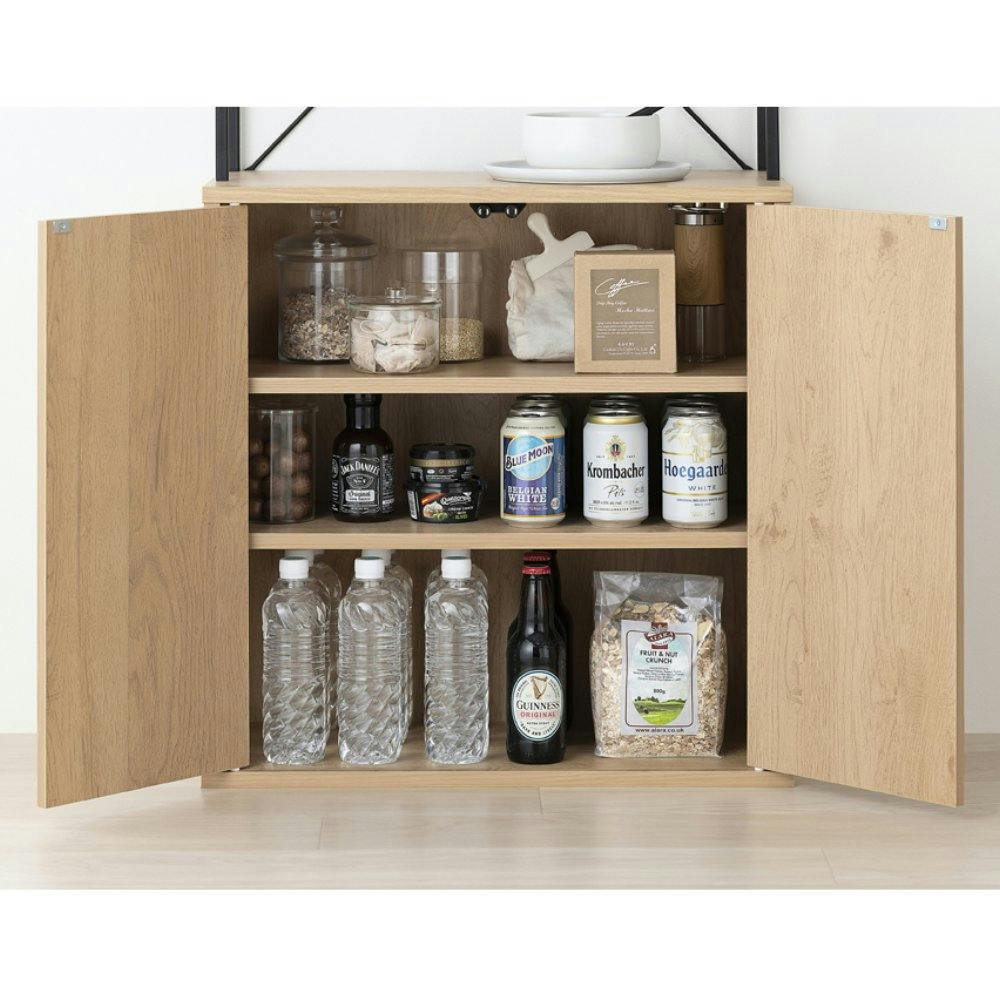 アイリスオーヤマ キッチンキャビネット HKC-600 ナチュラル/ブラック