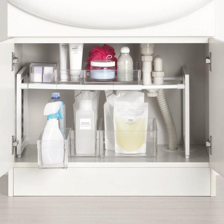 パール金属 アレンジフリー 洗面台下スペースラック 伸縮タイプ360~530