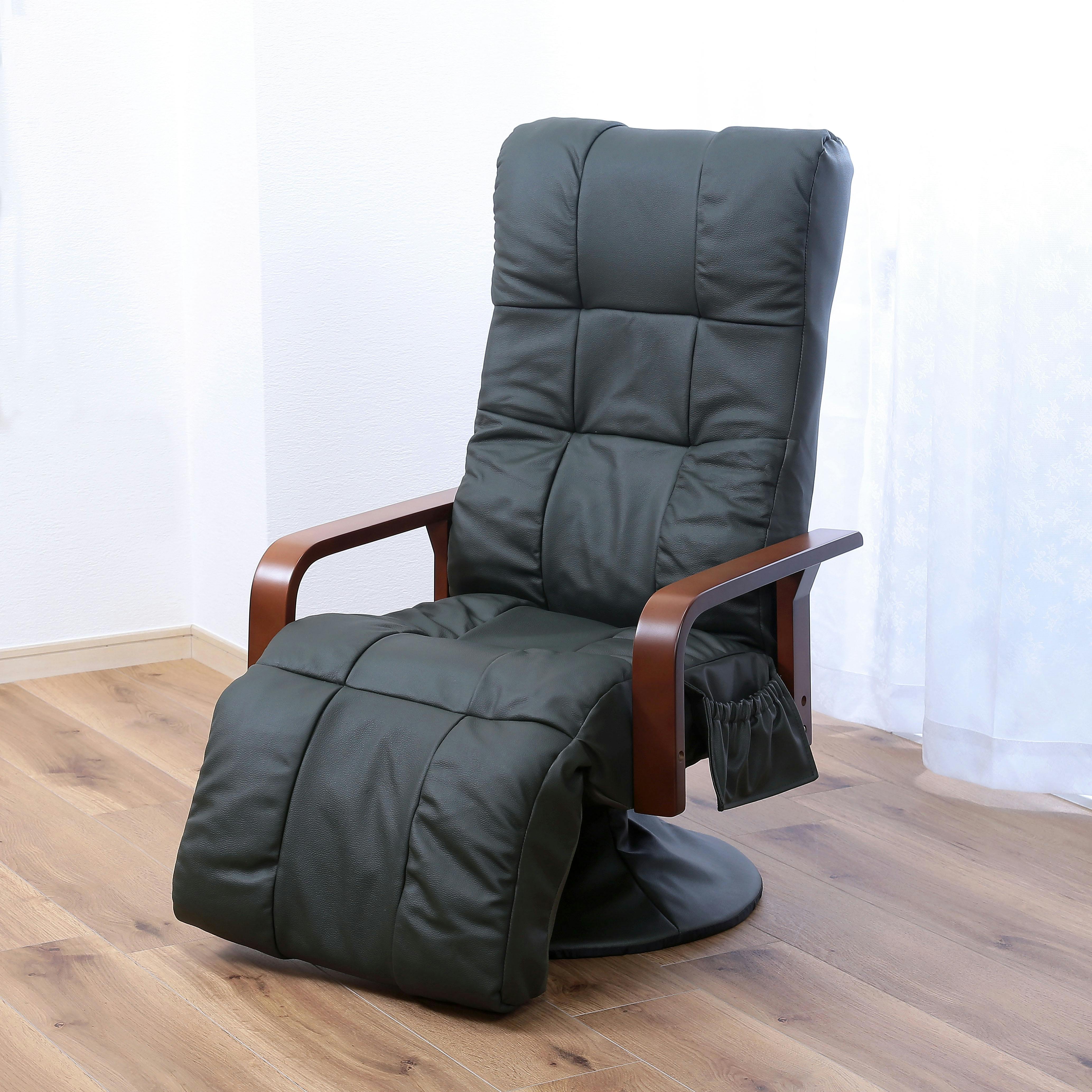 タック Vita 本革フットレスト付きリクライニングチェア ダーク