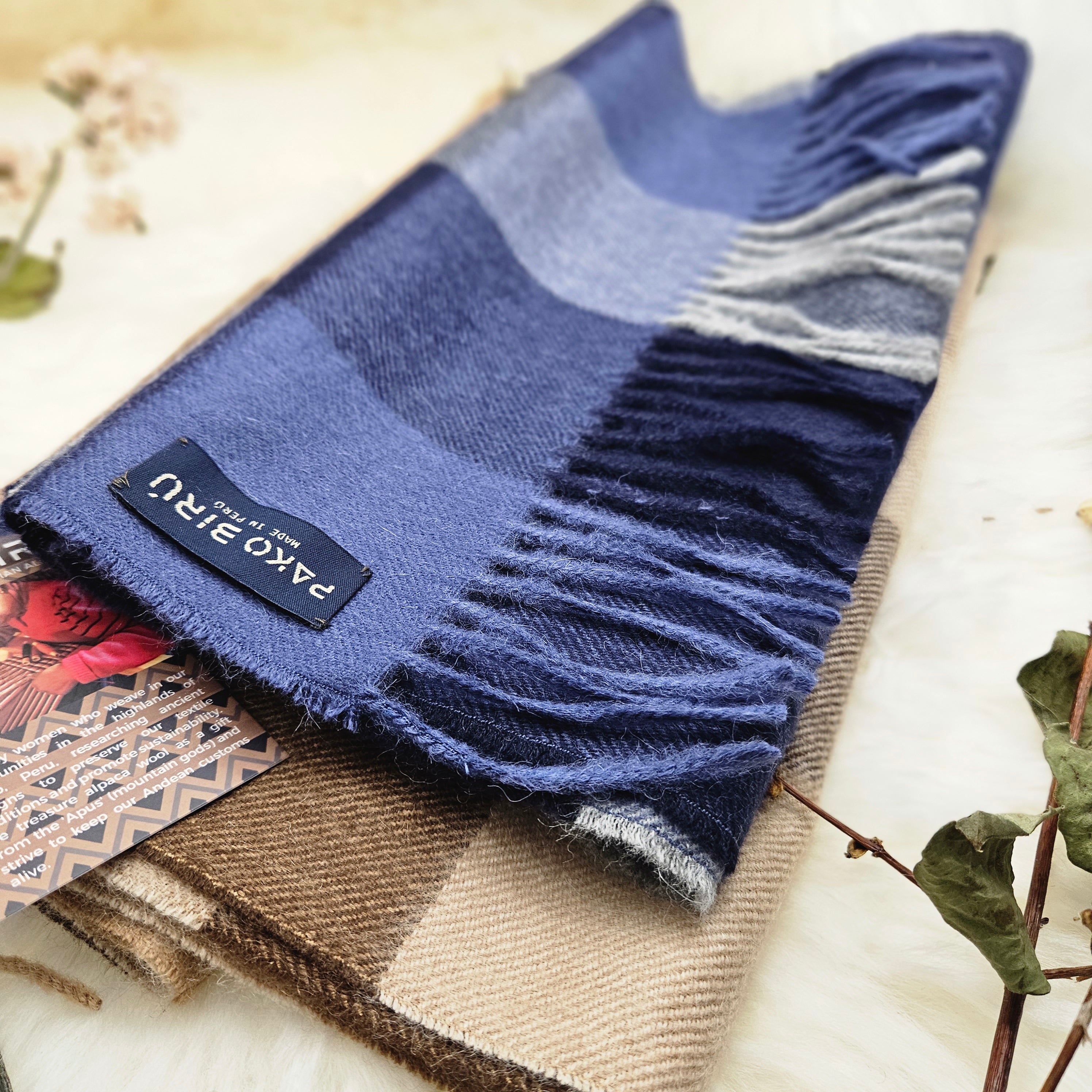 Camila - Premium Plaid Baby Alpaca Scarf – Inka Gold Coffee