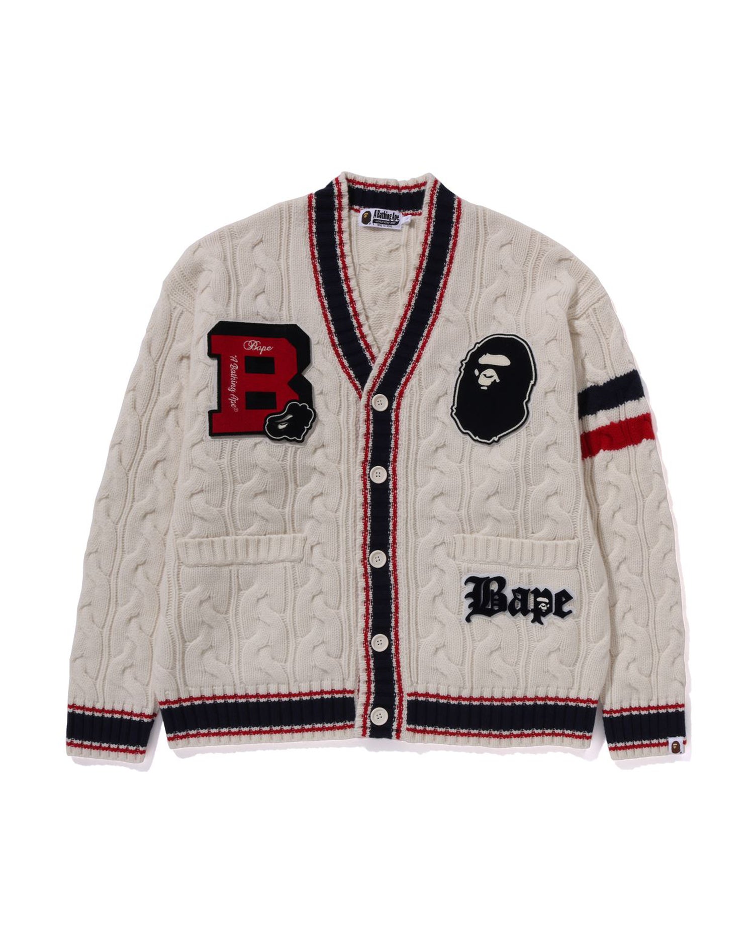 A BATHING APE® College Badges Knit Cardigan | Bape official