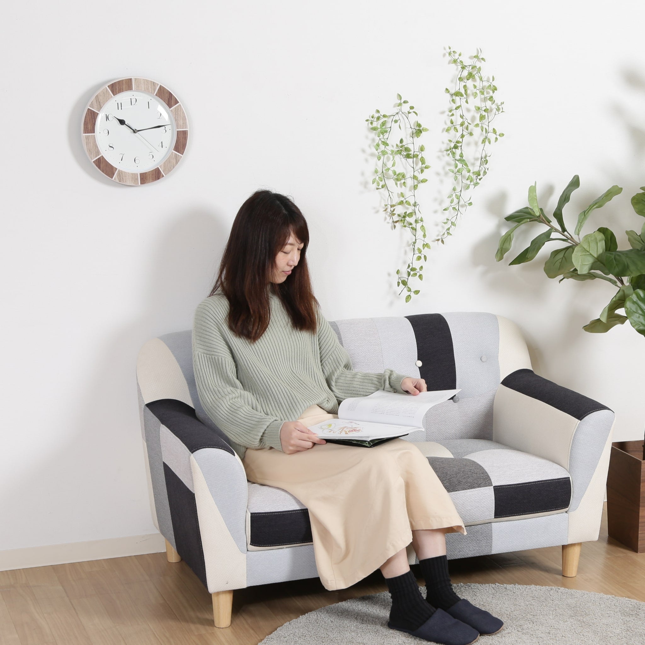 ローソファにできるパッチワークソファ 2人掛け-weshop interior