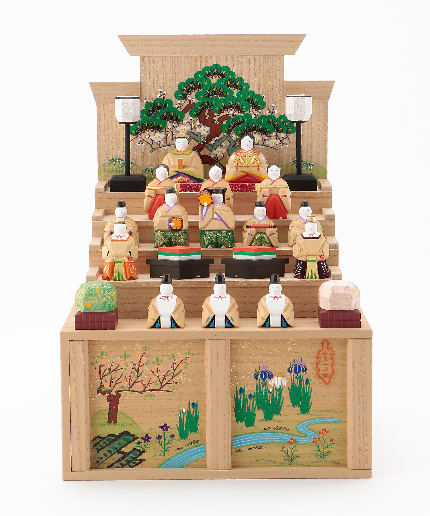 送料無料】奈良一刀彫 神泉作 段飾雛 中（三越） | 神泉/シンセン