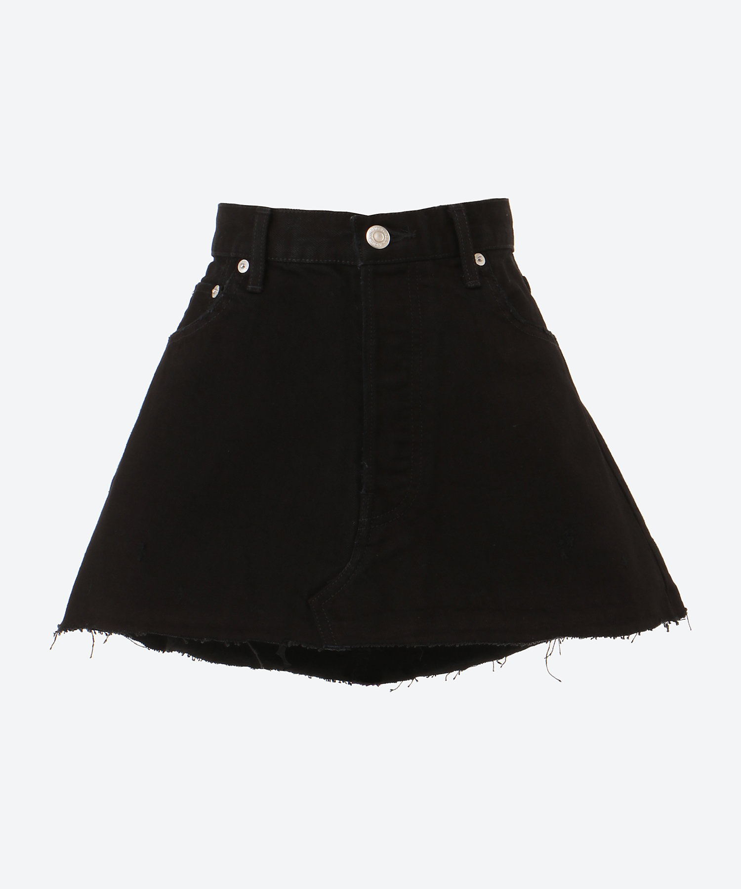 DAMAGE DENIM MINI SKIRT（BLACK