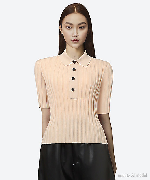 WIDE RIBBED POLO SWEATER 25SS／11385