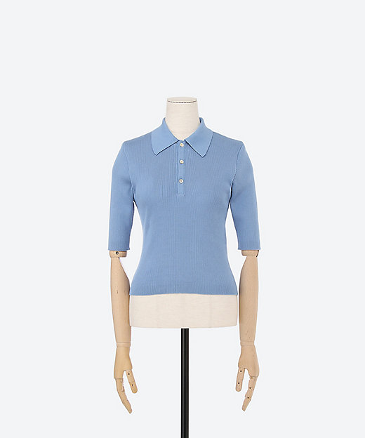 GIZA HIGH GAUGE RIB KNIT POLO | AURALEE
