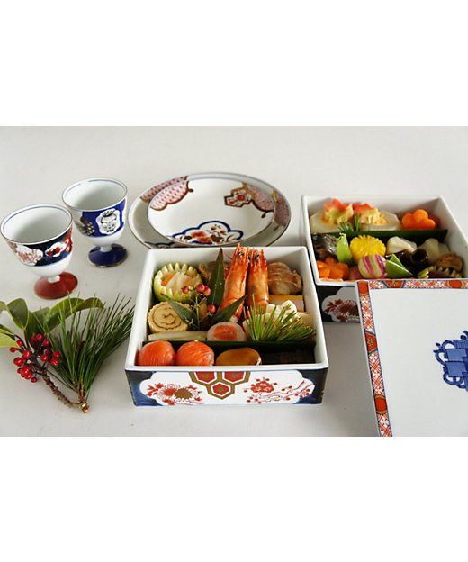 二段重 ゴールド 巻物四君子 | ARITA PORCELAIN LAB/アリタポーセリン