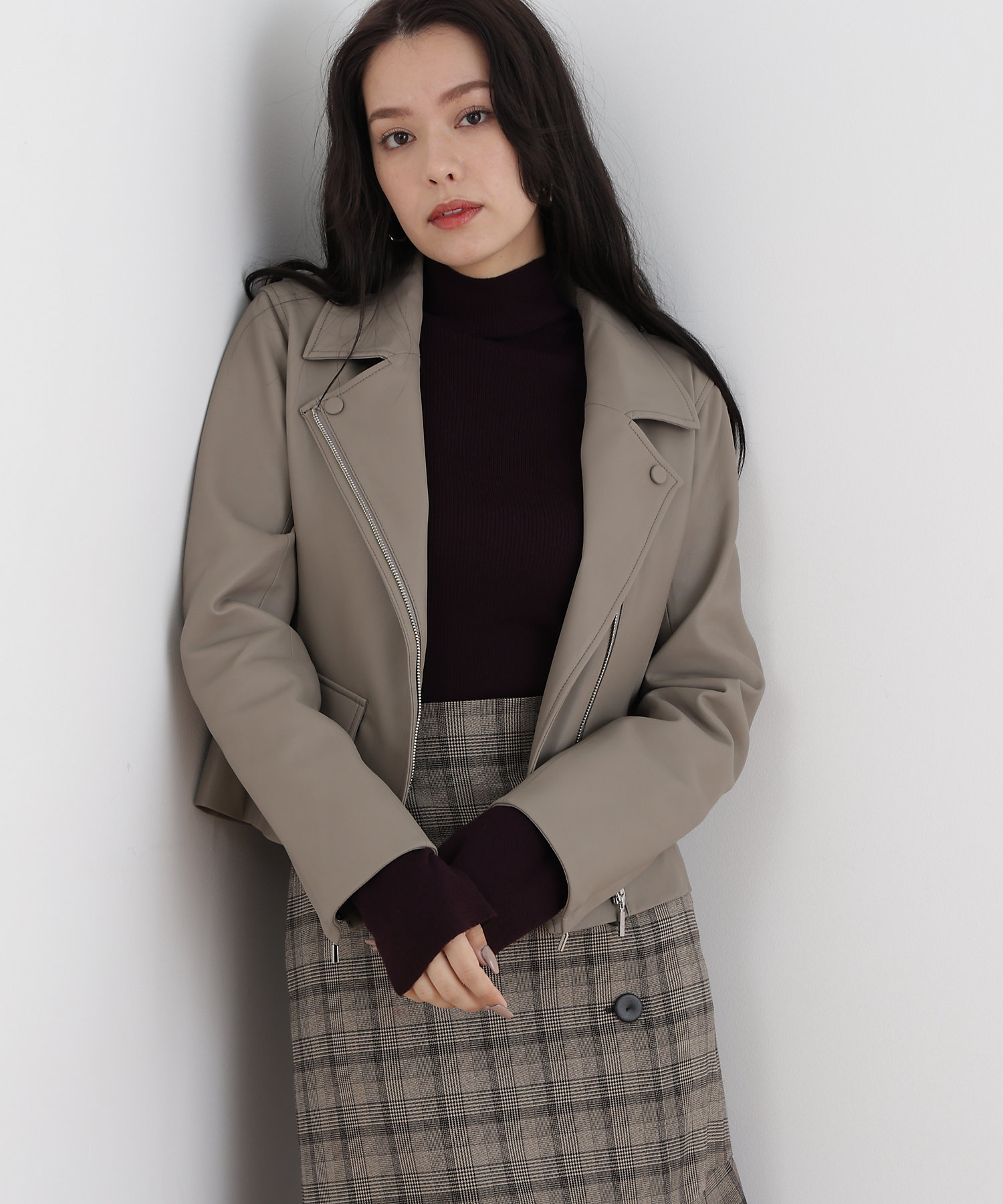 mika☆】Theory シングルライダースジャケット WEB限定