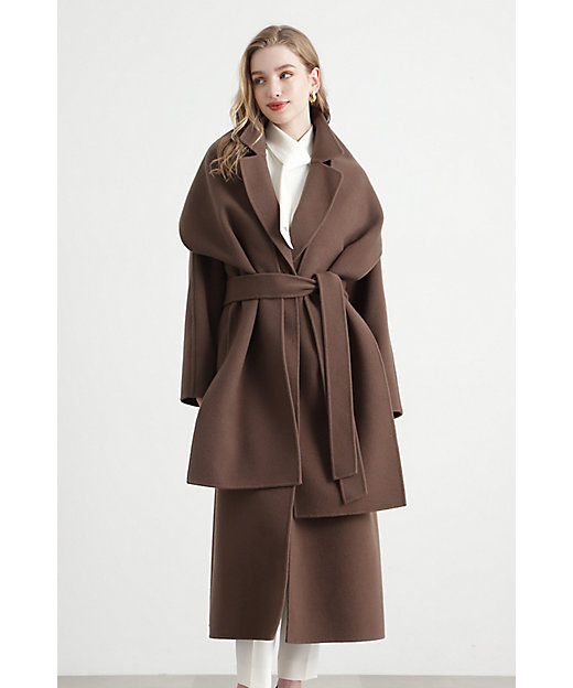 ストール付きベルテッドリバーコート（0313252002