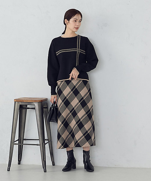 チェック柄 ニットスカート ／ セットアップ対応（1250FM11